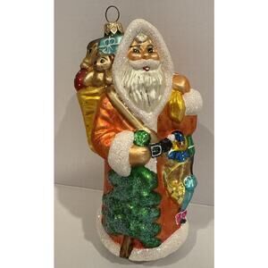 1996 Christopher Radko LG LONDONBERRY Red Glass Tree Christmas Ornament 7.5”